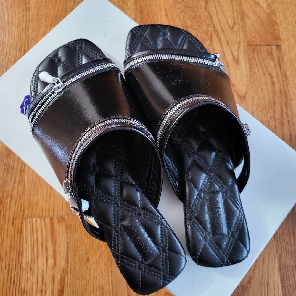 Burberry Black Sandals with Silver Zipper Detail - Picture 5 of 14